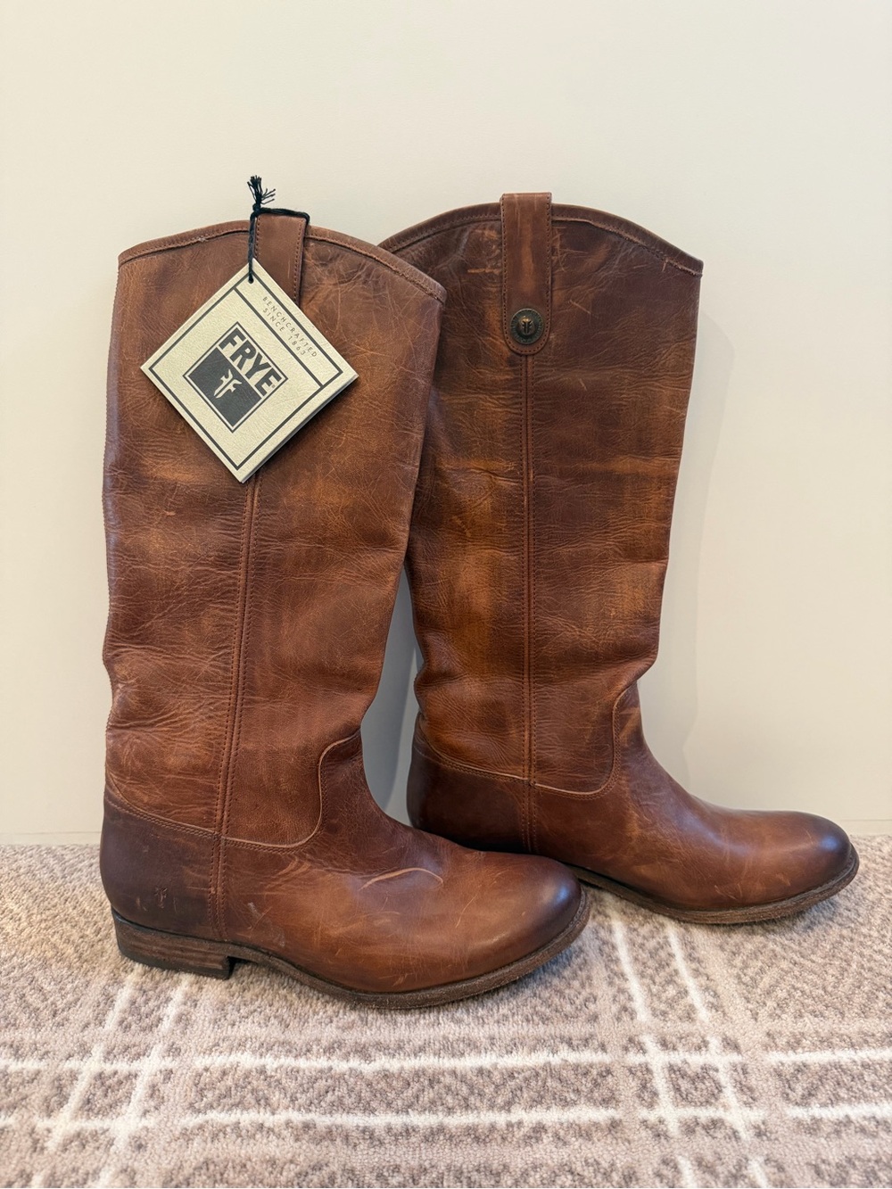 FRYE Brown Leather Riding Boots - Classic Tall Western Style